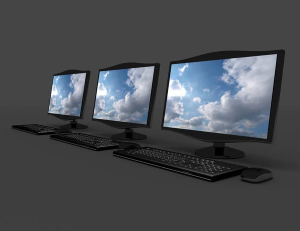 3d desktop pc concept . 3d rendered illustration Stock Picture