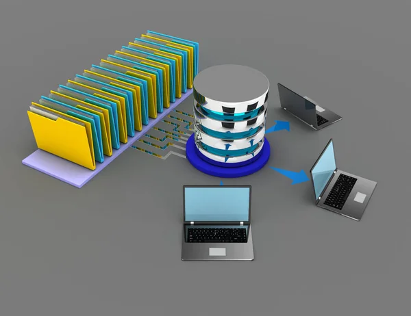 Computerordner-Netzwerkkonzept. 3D gerenderte Illustration — Stockfoto