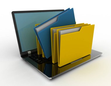 renkli klasörler üzerinde beyaz izole. 3D render illüstrasyon