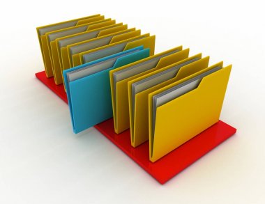 renkli klasörler üzerinde beyaz izole. 3D render illüstrasyon