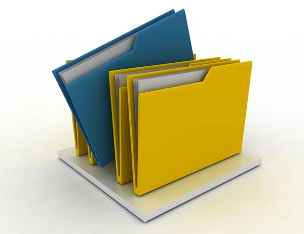 Folder berwarna-warni terisolasi di atas putih. ilustrasi yang ditulis 3d — Stok Foto