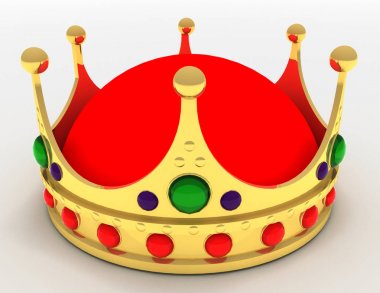 Altın taç izole. 3D render illüstrasyon