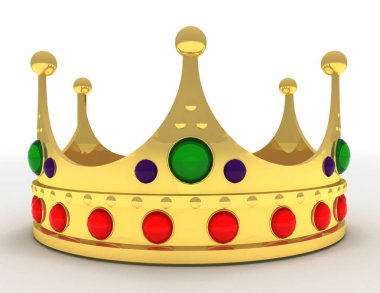 Gold crown isolated . 3d rendered illustration clipart