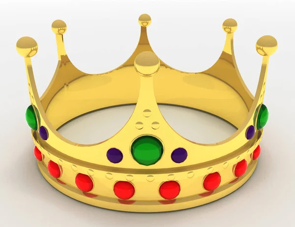金の王冠が分離されました。3 d レンダリングされた図 — ストック写真