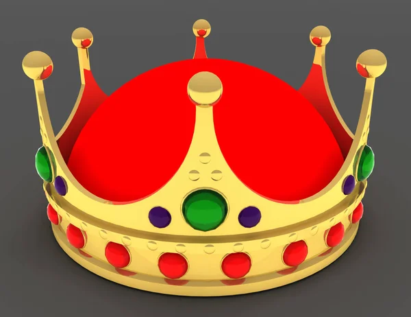 Gold crown és elszigetelt. 3D-s renderelt illusztráció — Stock Fotó