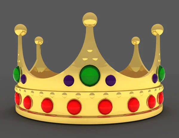 Gold crown isolerade. 3D utsmält illustration — Stockfoto