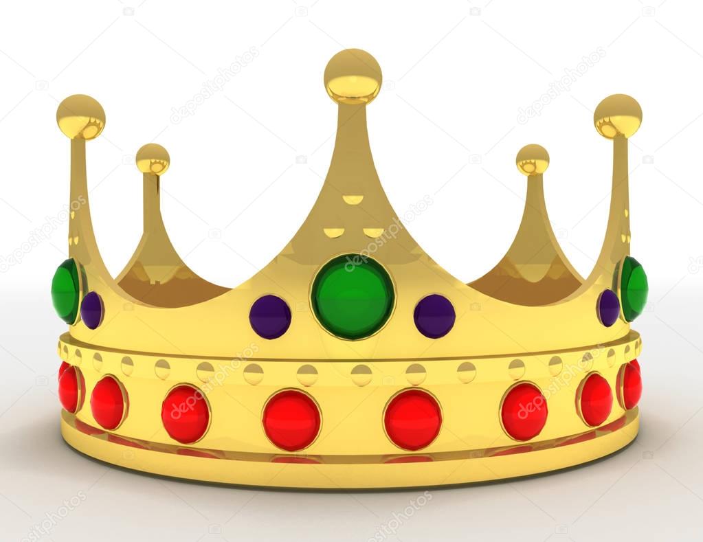 Gold crown isolated . 3d rendered illustration