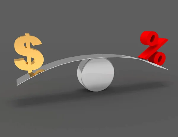 Concept du dollar et du pourcentage. Illustration en 3D — Photo