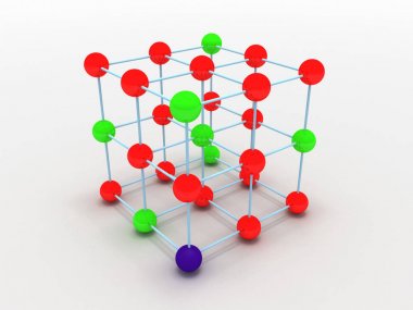 Kristal molekül yapısı kavramı. 3D render illüstrasyon