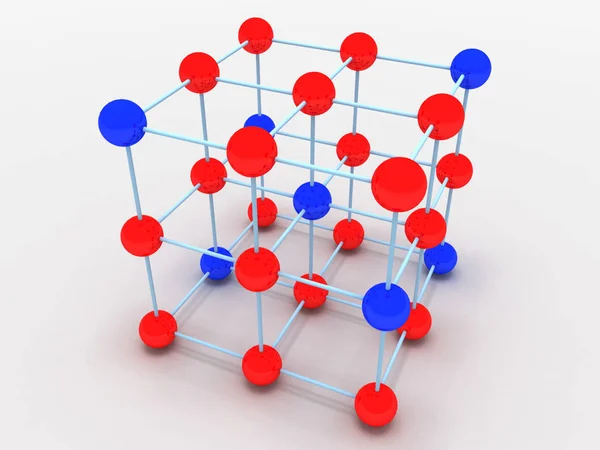 Kristal molekül yapısı kavramı. 3D render illüstrasyon — Stok fotoğraf