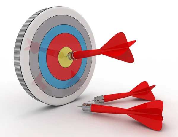 Success concept . darts and target . 3d rendered illustration — Stock Photo, Image