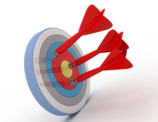 Success concept . darts and target . 3d rendered illustration — Stock Photo, Image