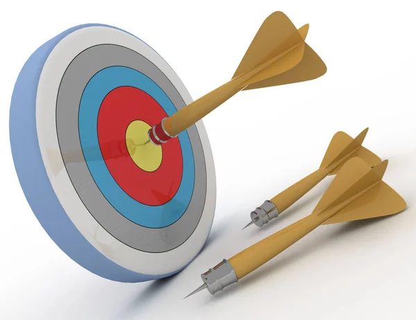 Success concept . darts and target . 3d rendered illustration — Stock Photo, Image