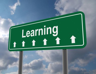 Öğrenme yolu siign. 3D render illüstrasyon