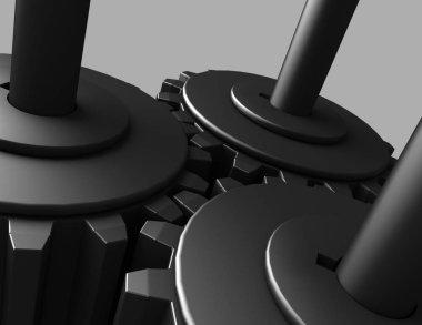 3D Gear.The mekanizması. 3D render illüstrasyon