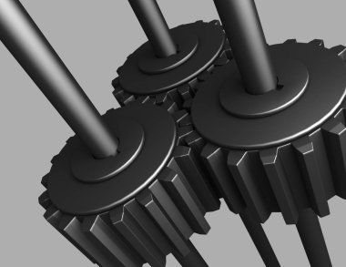 3D Gear.The mekanizması. 3D render illüstrasyon