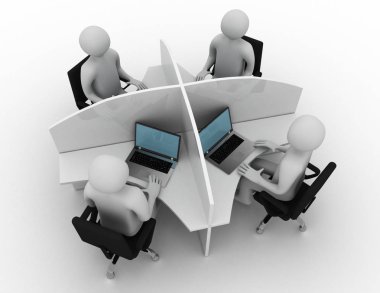 3D adam, çağrı merkezi. 3D render illüstrasyon