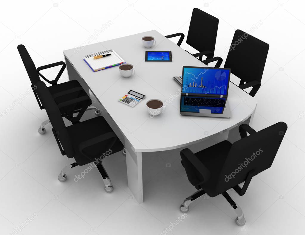 Office meeting room concept . 3d rendered illustration
