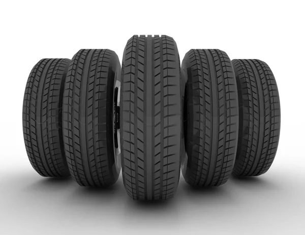 Group of automotive tires . 3d rendered illustration — Stock Photo, Image