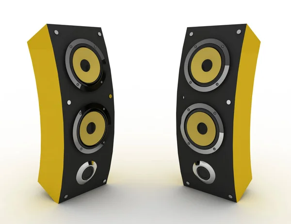 3D-luidsprekers. media concept. 3D-gerenderde afbeelding — Stockfoto