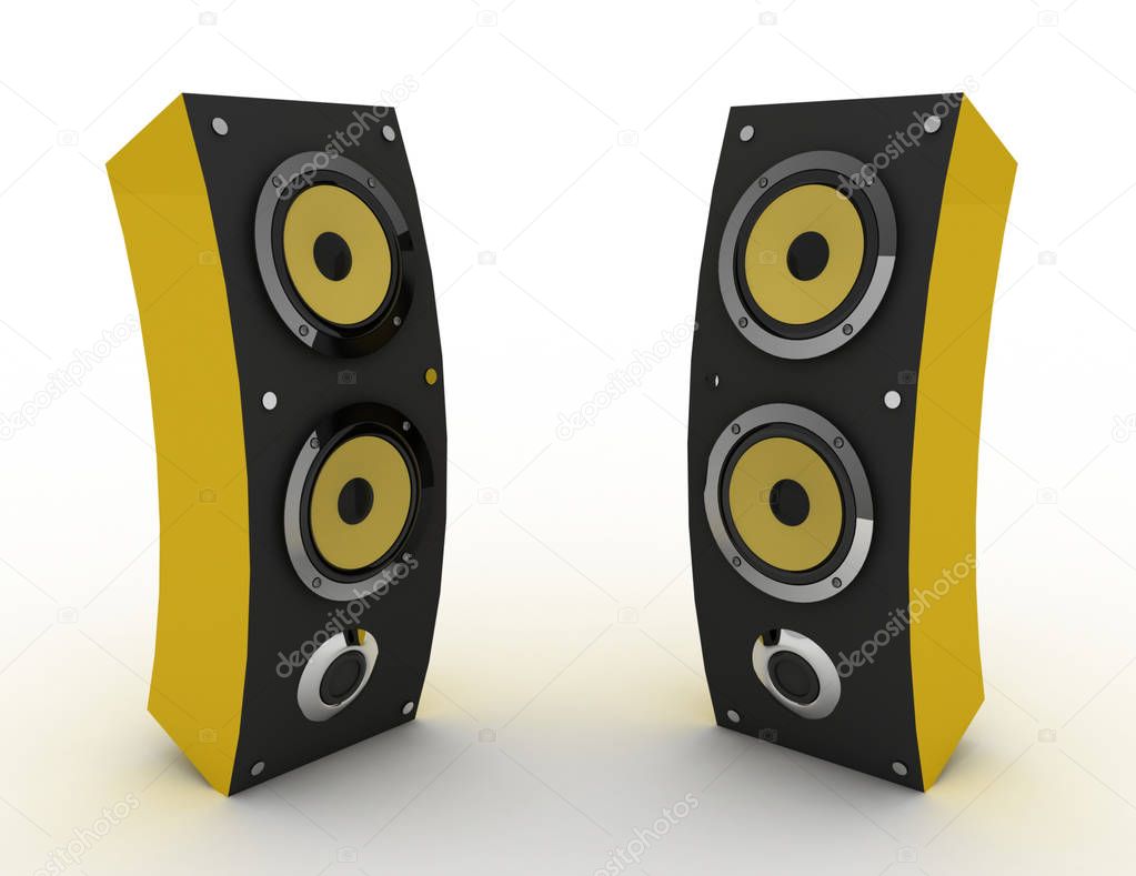 3d speakers. media concept . 3d rendered illustration