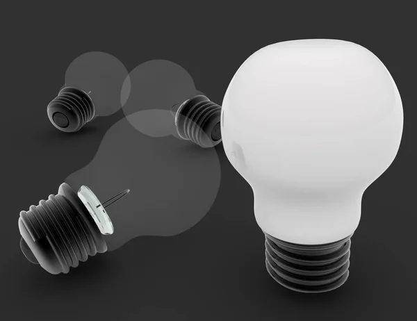 3d conceito lâmpada. Ilusração 3d renderizada — Fotografia de Stock
