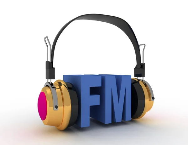 Rendement 3D du casque avec FM. Illustration en 3D — Photo