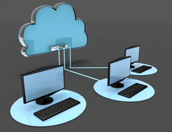 3d conceito de nuvem de internet. 3d ilustração renderizada — Fotografia de Stock
