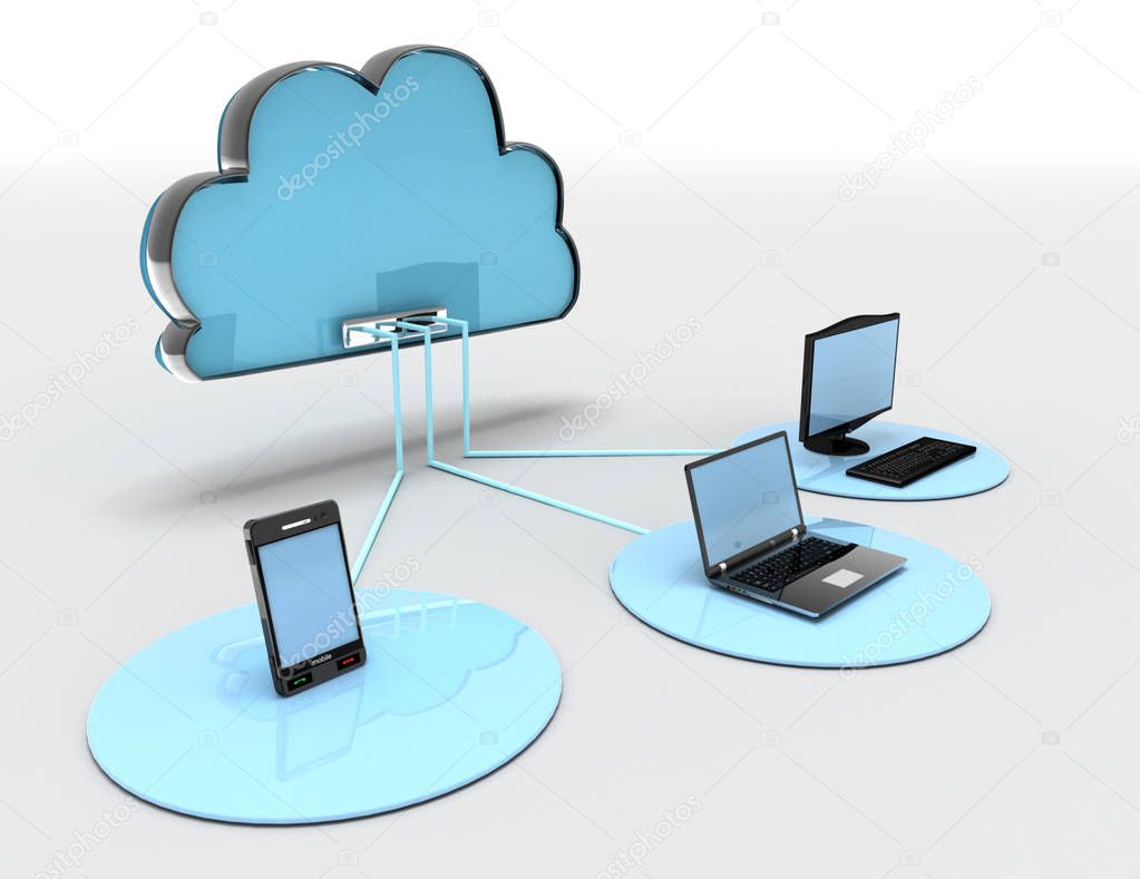 3d internet cloud concept . 3d rendered illustration