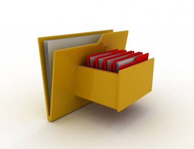 Dosya klasörü dolapla. 3D render illüstrasyon