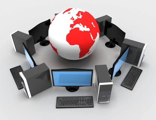 Personal computer network concept. 3d rendered illustration — Stock Photo, Image