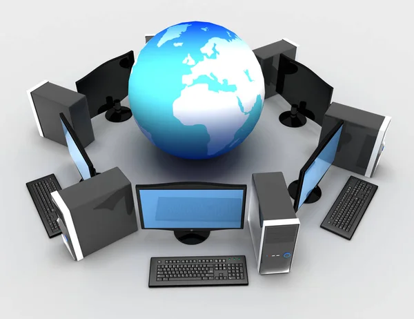 Personal computer network concept. 3d rendered illustration — Stock Photo, Image