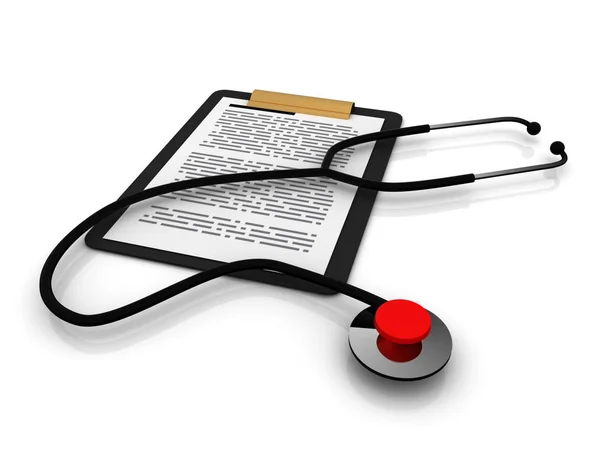 Stethoscope And Medical Records . 3d rendered illustration — Stock Photo, Image