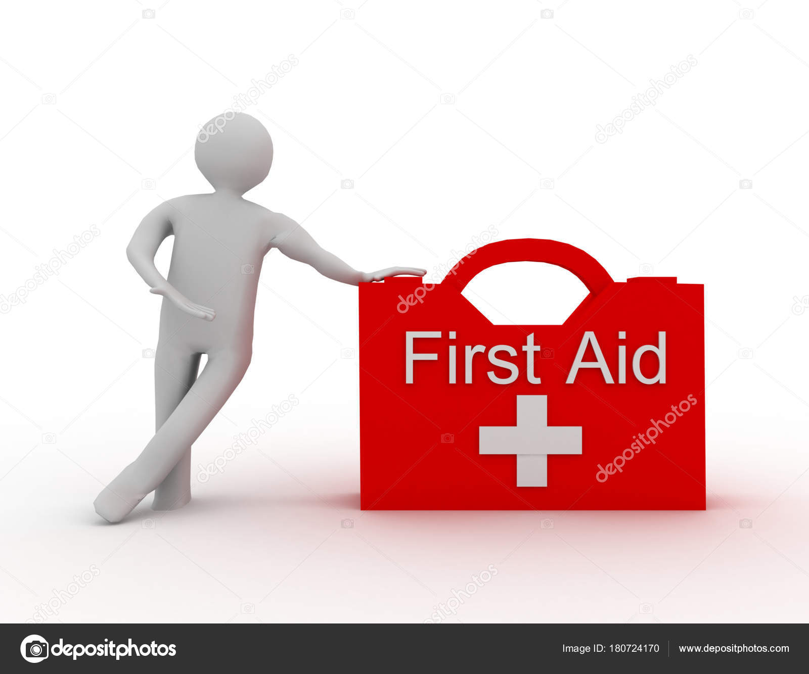 Person with first aid box . 3d rendered illustration — Stock Photo
