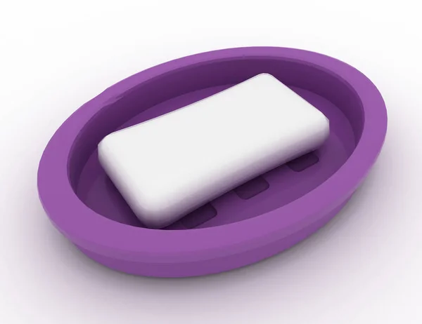 Мыло в подносе для мыла на белом фоне 3D RENDERED illustrati — стоковое фото