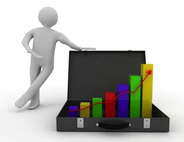 3d man presentation business graph . 3d rendered illustration — Stock Photo, Image
