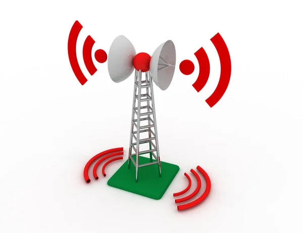 Konsep menara antena telekomunikasi. ilustrasi 3d diberikan — Stok Foto