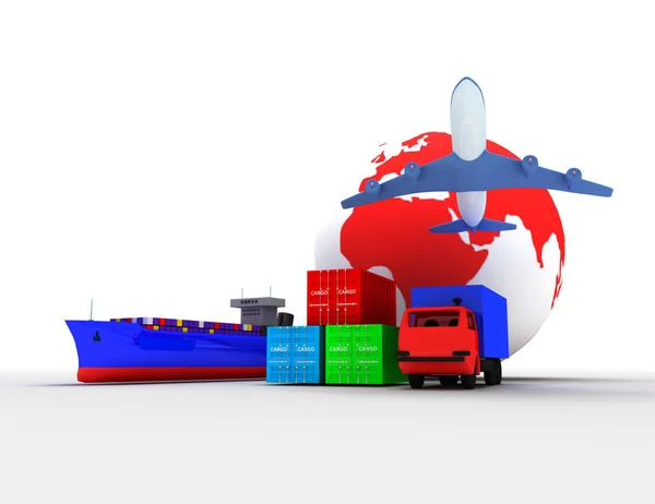 Shipping and transportation concept . 3d rendered illustration — Stock Photo, Image