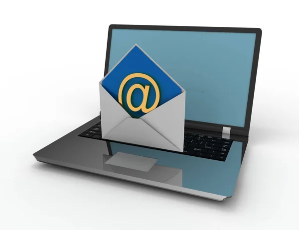 3d carta de correo electrónico y portátil. 3d ilustración renderizada — Foto de Stock