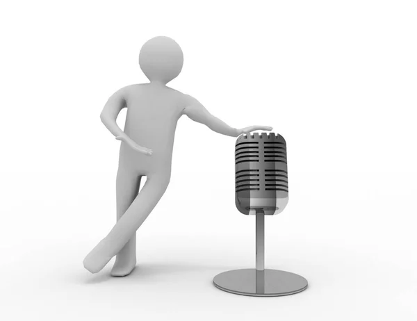 3d man with a microphone . 3d rendered illustration — Stock Photo, Image