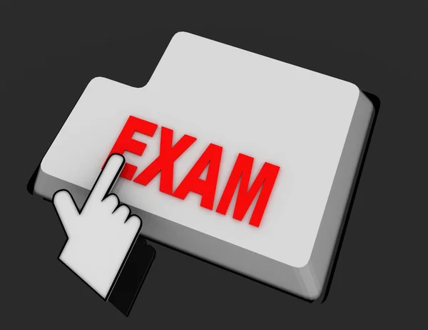 Hand Mouse Cursor Clicks the exam Button. 3d  rendered illustrat — Stock Photo, Image