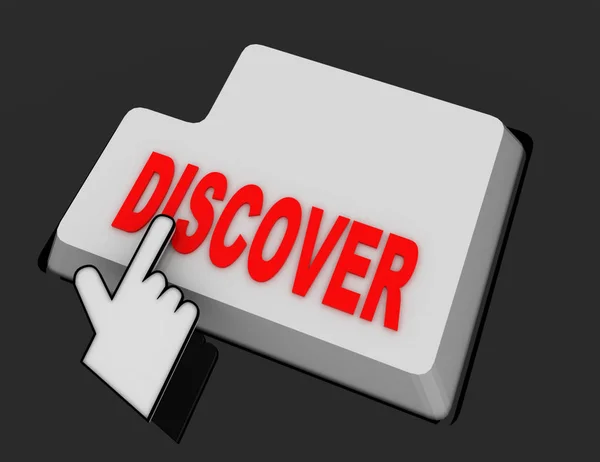 Hand Mouse Cursor Clicks the Discover Button. 3d  rendered illus — Stock Photo, Image