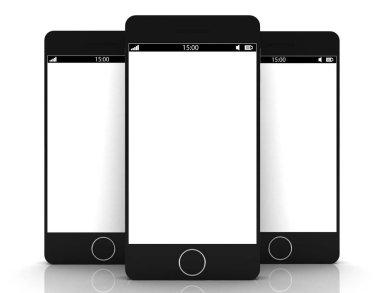 Siyah akıllı telefon concpet. 3D render illüstrasyon