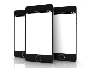 Siyah akıllı telefon concpet. 3D render illüstrasyon