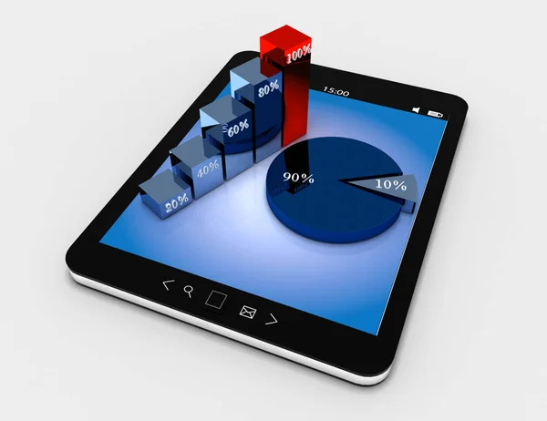 Bar graph and pie chart . 3d  rendered illustration — Stock Photo, Image