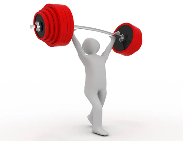 Weight-lifter lifts barbell on white . 3d rendered illustration — Stock Photo, Image