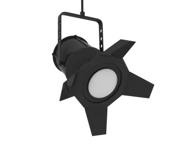 Beyaz arka plan üzerinde izole bir projektör. 3D render illüstrasyon