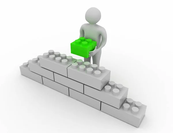 3d human stone cube wall puzzle. business concept .3d rendered i — Stock Photo, Image