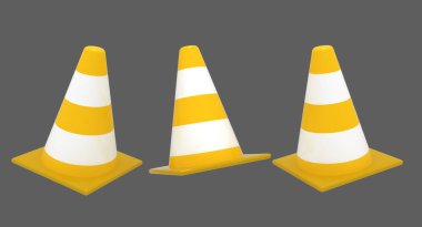 3D trafik koni kavramı işlenen .3d illüstrasyon