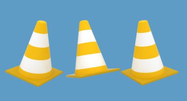 3D trafik koni kavramı işlenen .3d illüstrasyon